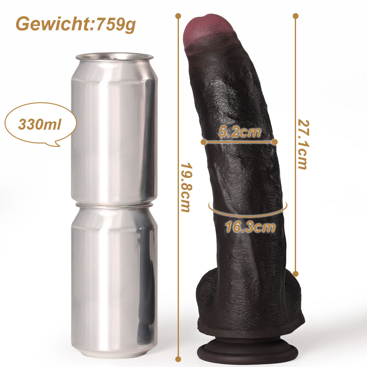 Größe von realistischem Dildo Dominik
