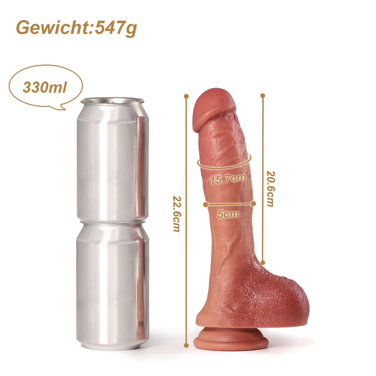 Größe von XXL Stoßdildo Jax