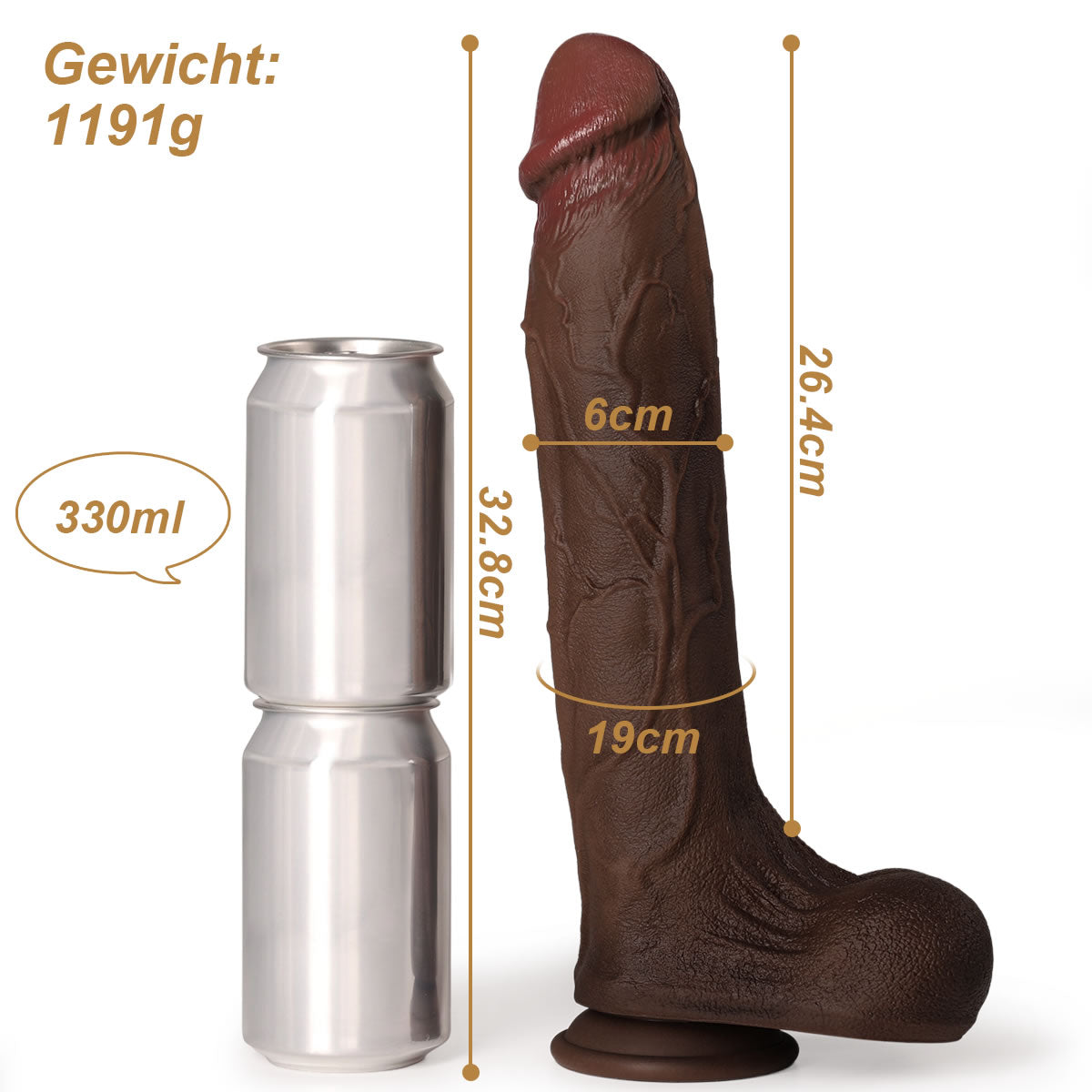 Elian XXL Silikondildo Größe