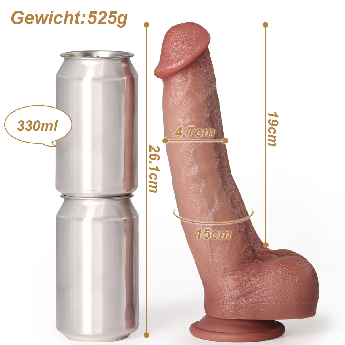 Größe von Dildo mit Saugnapf Noah