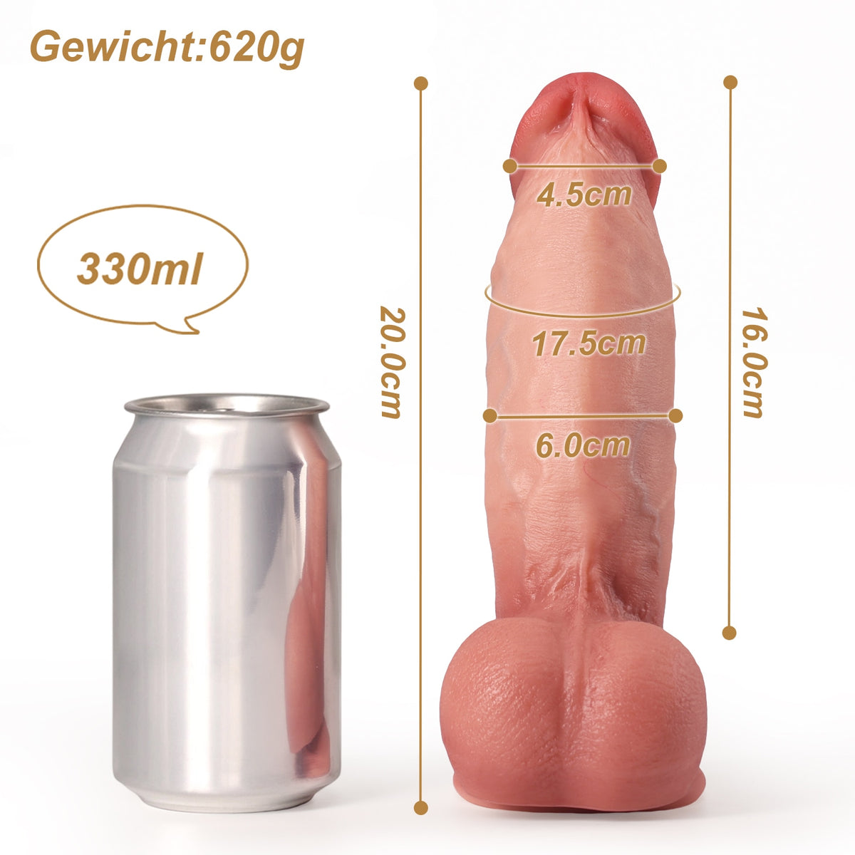 Stoßdildo Maddox Maßtabelle