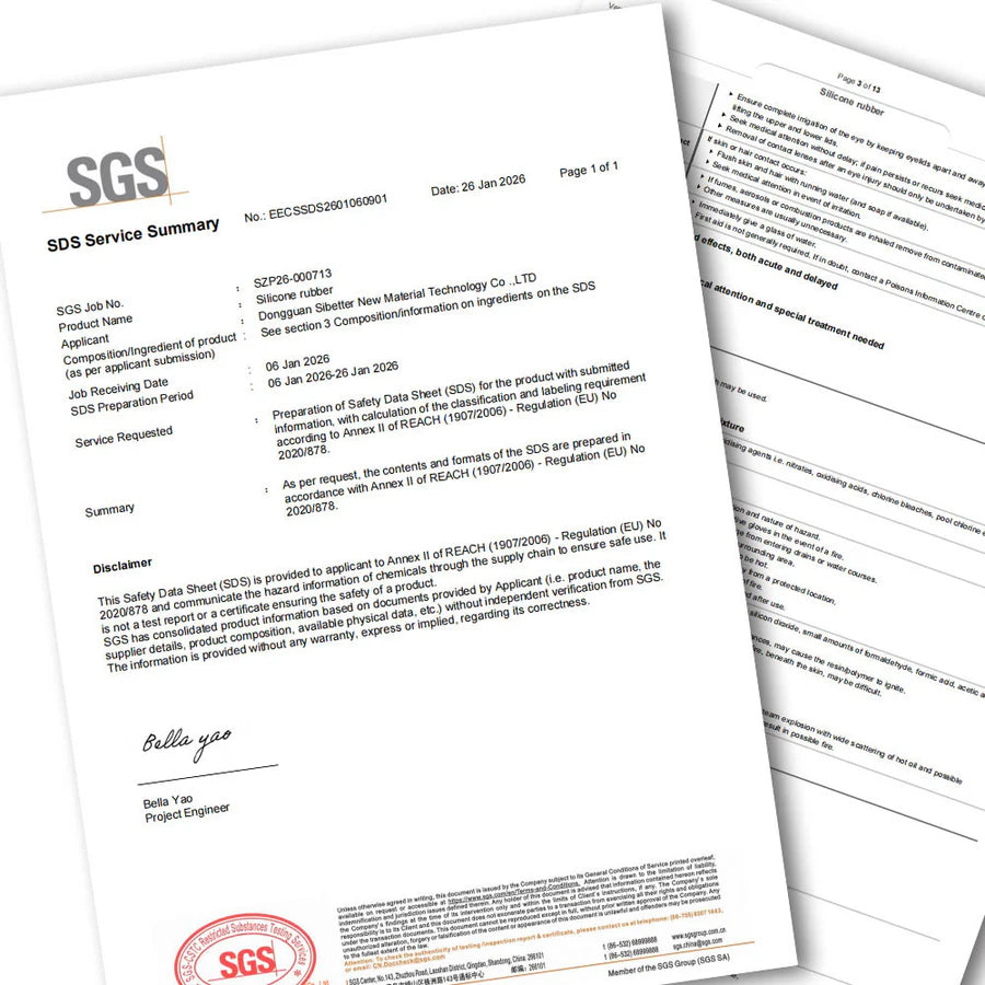 SGS-Nachweis für körperfreundliches Silikon